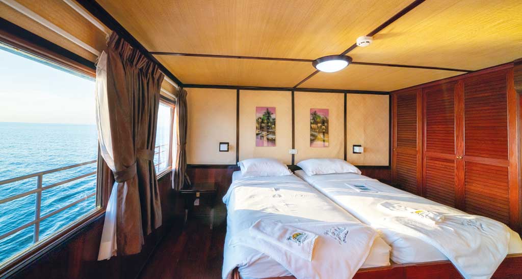 cabine aan boord van RV-Indochine